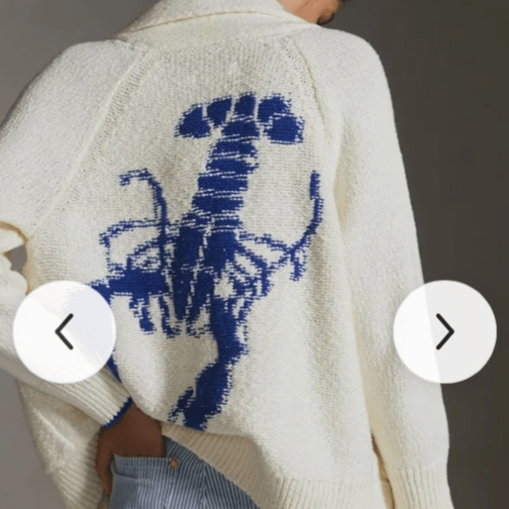 NEW ! Bright Blue and White Lobster Sweater